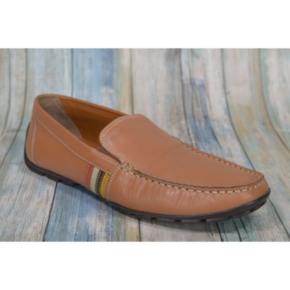 GEOX Men's Brown Leather Driving Moccasins Size 44 US 11 Slip On Shoes - Picture 3 of 10